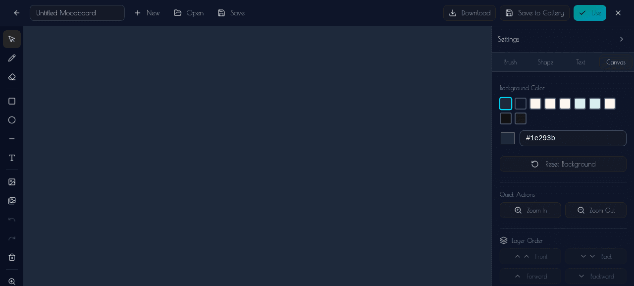 Canvas settings tab