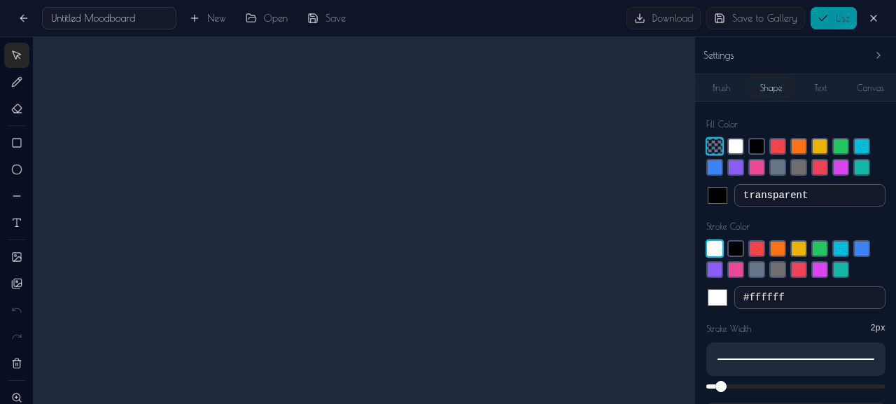 Shape settings tab