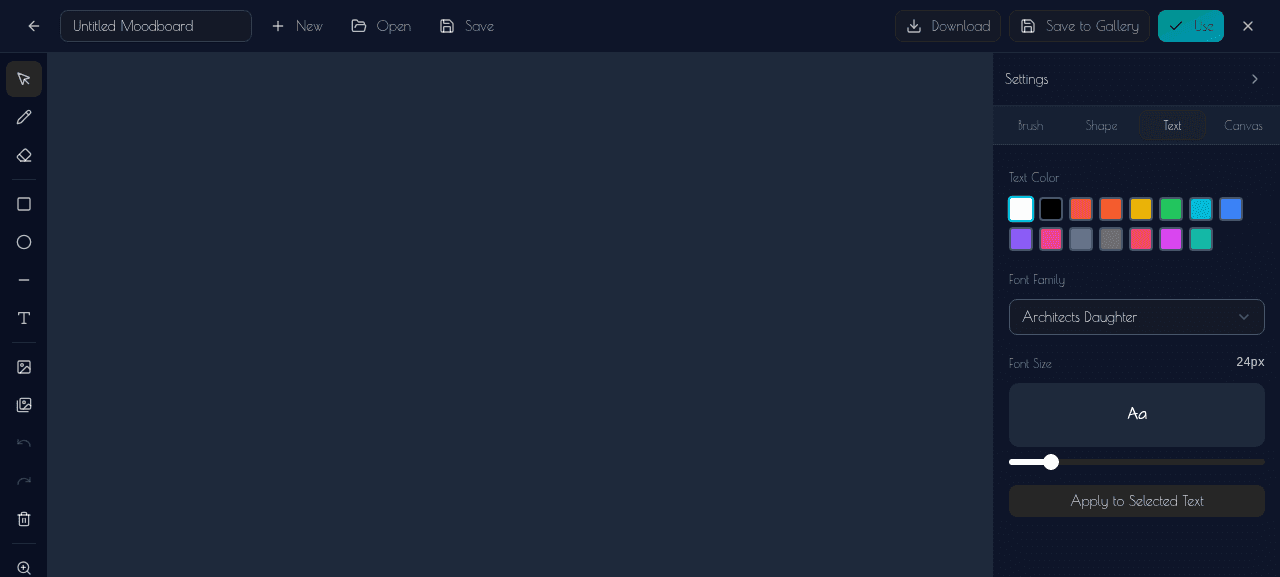 Text settings tab
